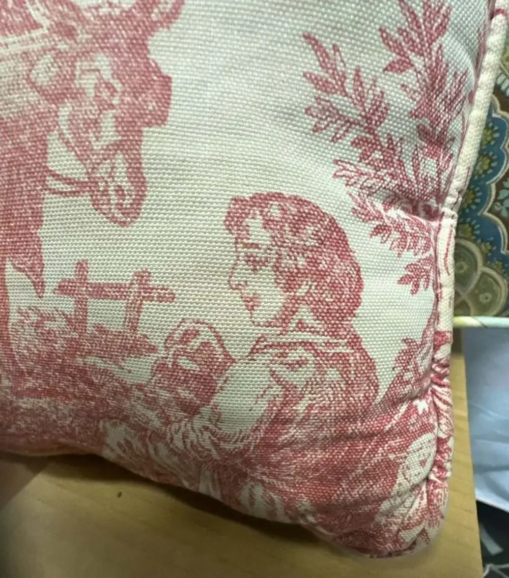 Vintage Waverly Red Toile Throw Pillow 16 Inch x 8 Inch